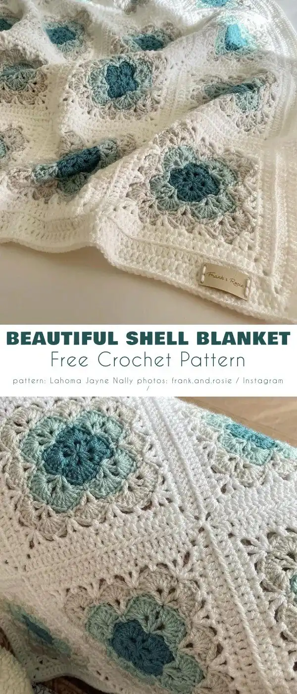 Second Beautiful Ocean Shell Blanket Ideas example, featuring distinct color blocks in ocean hues with alternating textures.