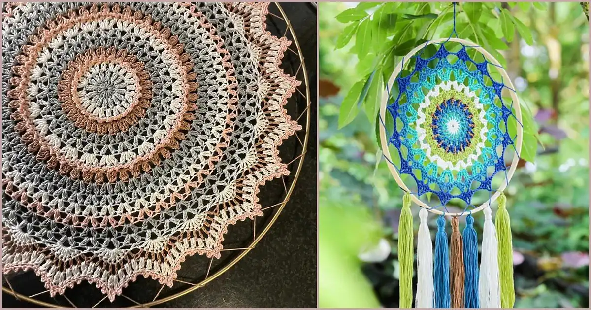 Vibrant crochet mandala wall hanger for home decor, representing Beautiful Wall Hanger Free Crochet Patterns