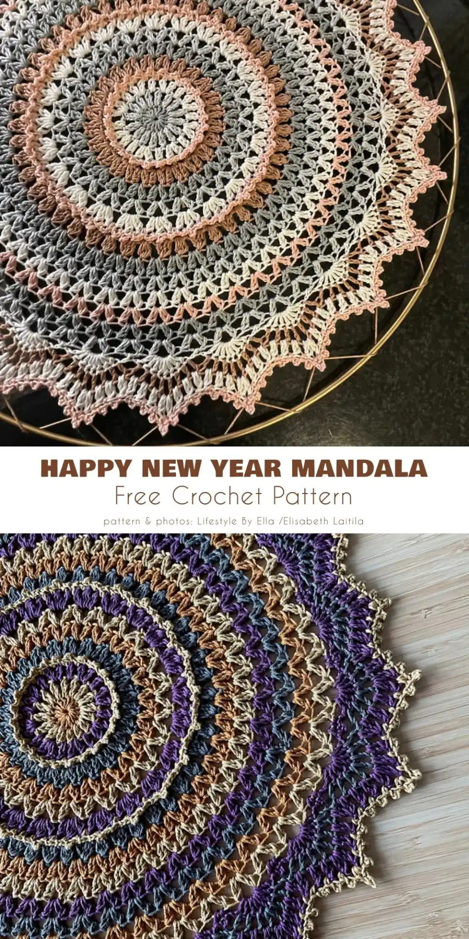 Close-up of a colorful crochet mandala pattern in progress, ideal for Beautiful Wall Hanger Free Crochet Patterns