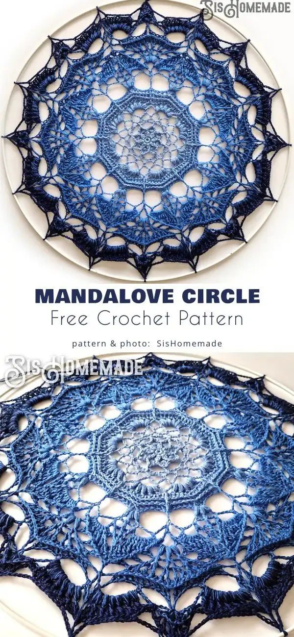 Finished large crochet mandala hanging elegantly on a wall as unique home decor, a perfect Beautiful Wall Hanger Free Crochet Pattern