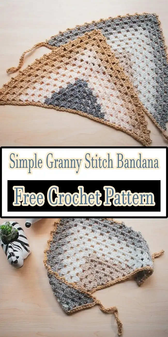 Elegantly simple crochet bandana made entirely with the basic granny stitch in a single, soft yarn color, highlighting texture and minimalist design.