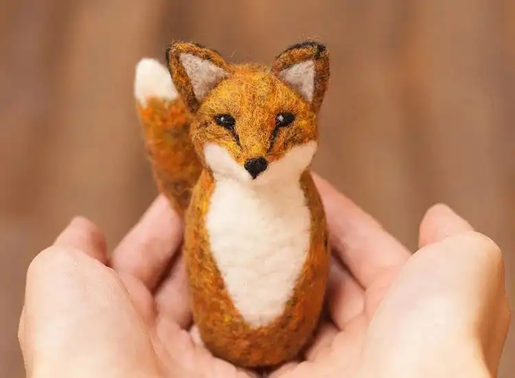 Best Needle Felting Ideas, Kits, and DIY Tutorials 3 Craft kit for creating a needle felted red fox, including wool roving, needles, and instructions