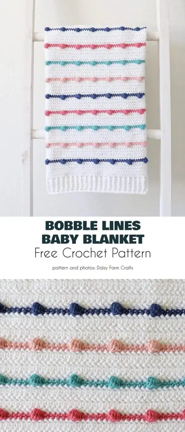 A general bobble stitch blanket in soft, harmonious colors, displaying a simple yet elegant texture suitable for babies or home decor.