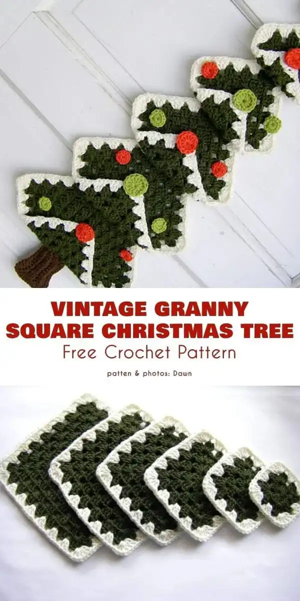 A large vintage granny square Christmas tree constructed from multiple colorful squares, suitable for wall decor.