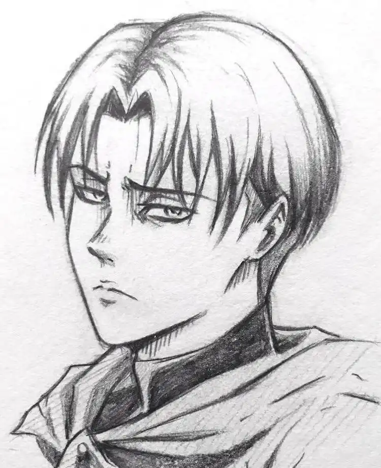 A 'cool' and stylish drawing of Levi Ackerman, showcasing popular artistic interpretations and dynamic character presentation.