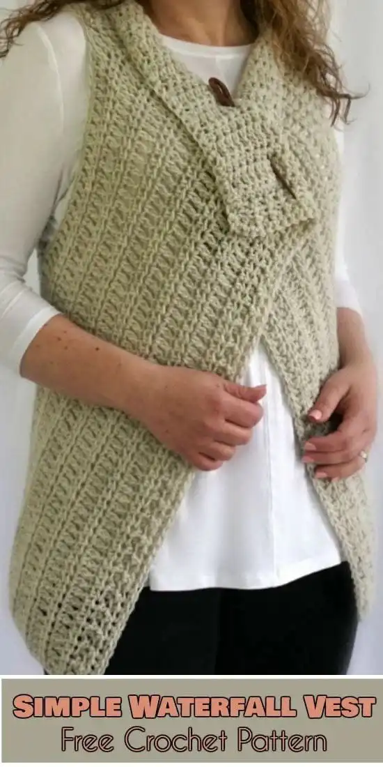 Fashionable Simple Waterfall Vest draped open, showcasing its elegant flow and ease of wear.