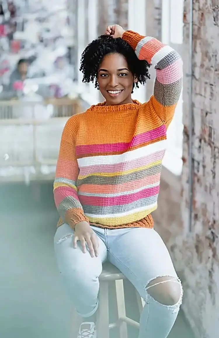 Creative Crochet Sweater Patterns - Vintage Brands Design and Birds Design 11 Customizable Sedona Sweater with versatile color, fit, and stitch options for a personalized style statement.