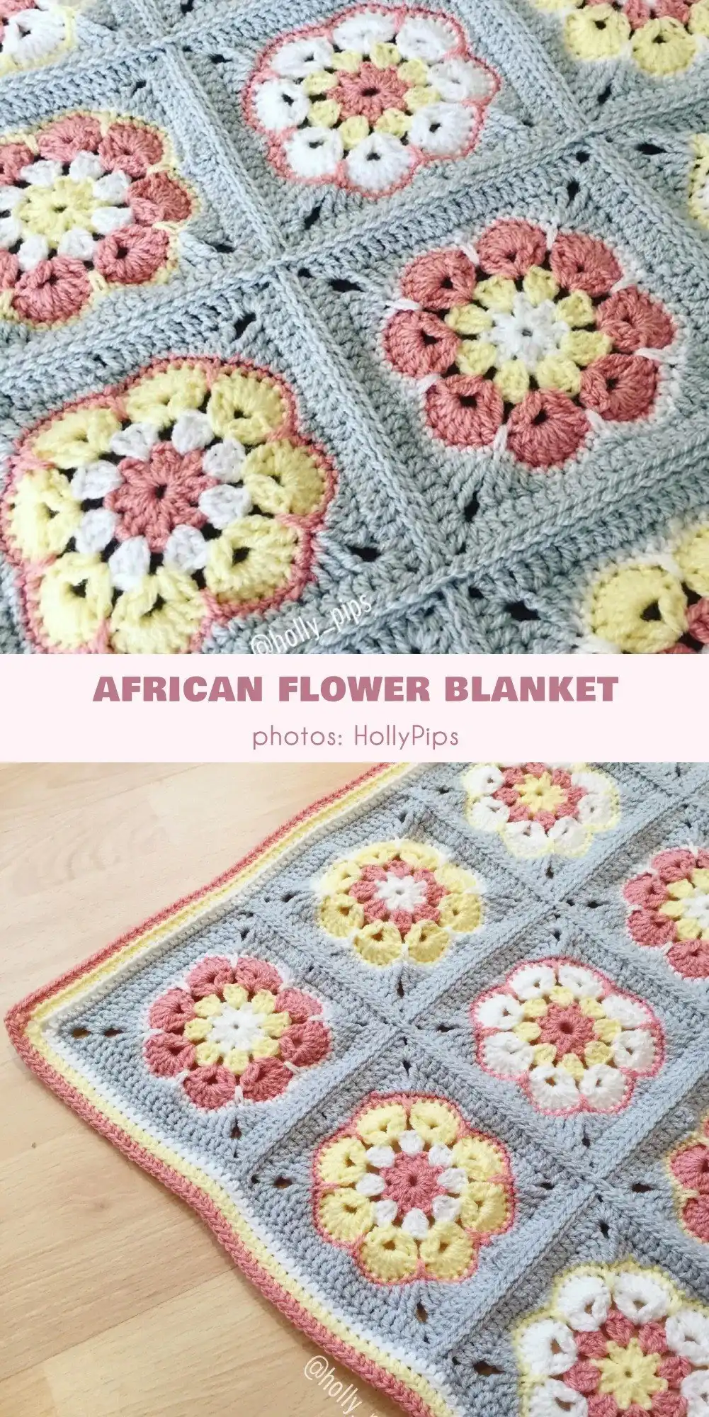 The 'Down The Rabbit Hole Blanket,' a whimsical African flower blanket based on hexagon motifs, showcasing intricate patterns and playful design, a unique Crochet African Flower Project Idea.