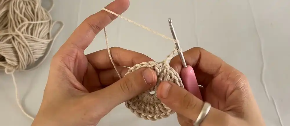 Overview of essential crochet materials and tools needed for the Crochet Coaster with Pot Pattern, including yarn, hook, and scissors.