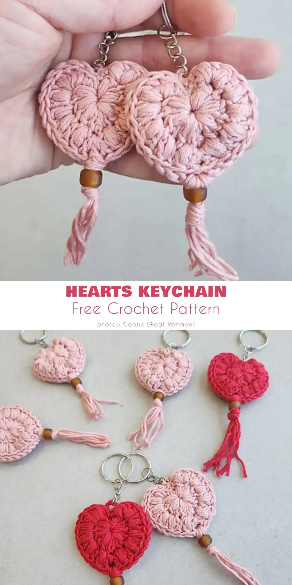 A small, quick-to-crochet Heart Keychain, perfect for gifts or personal accessories.