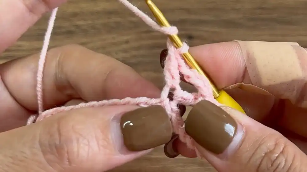 Close-up of the initial chain of 54 stitches for the Crochet Rose Pattern - DIY Crafts