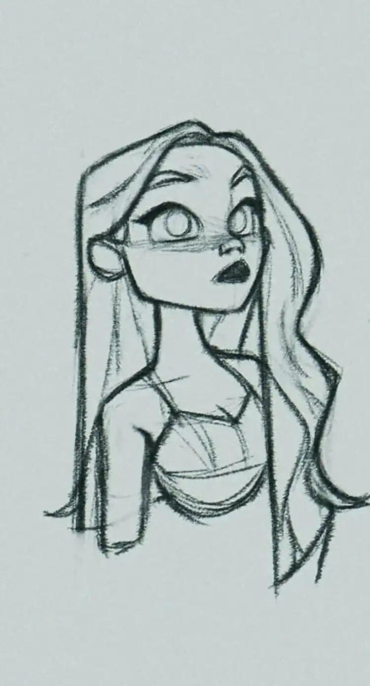 Cute Animal Drawing Idea - Cat/Kitten Holding a Strawberry 16 An easy female character sketch focusing on fundamental shapes and proportions, serving as an excellent foundation for beginners in figure drawing.