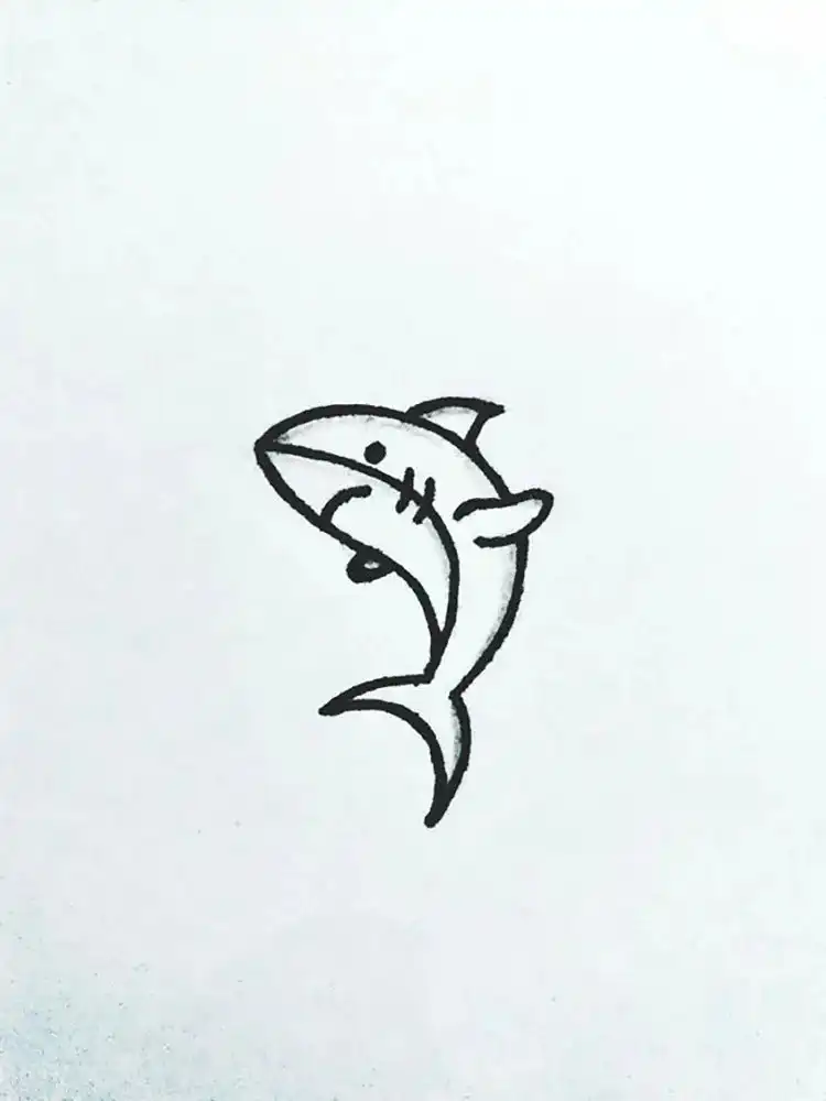 Cute Animal Drawing Idea - Cat/Kitten Holding a Strawberry 25 A truly beginner-friendly and relaxing drawing of a simple, minimalist little shark, perfect for all ages and skill levels.