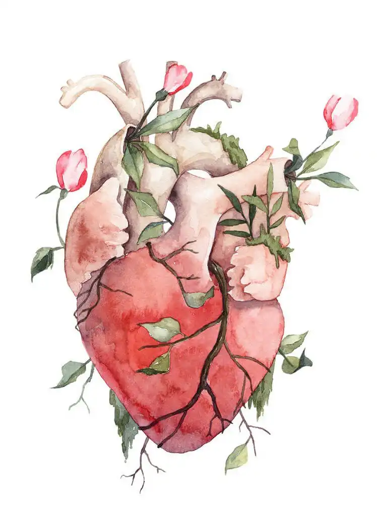 Intricate Floral Heart Drawing, showcasing natural beauty and love