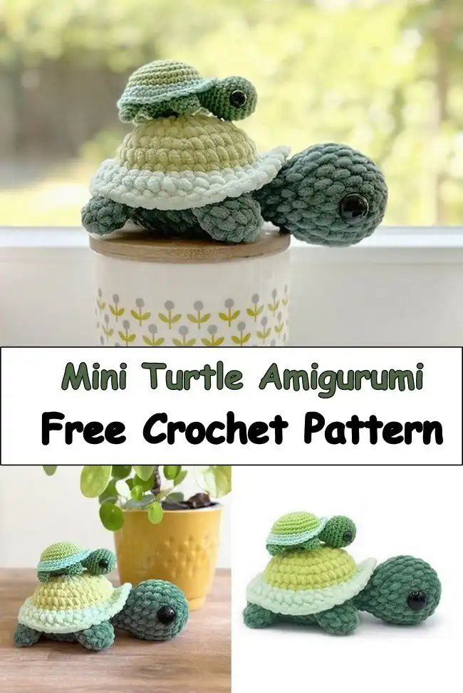 Tiny green mini turtle amigurumi, perfect for keychains or small decorative accents.