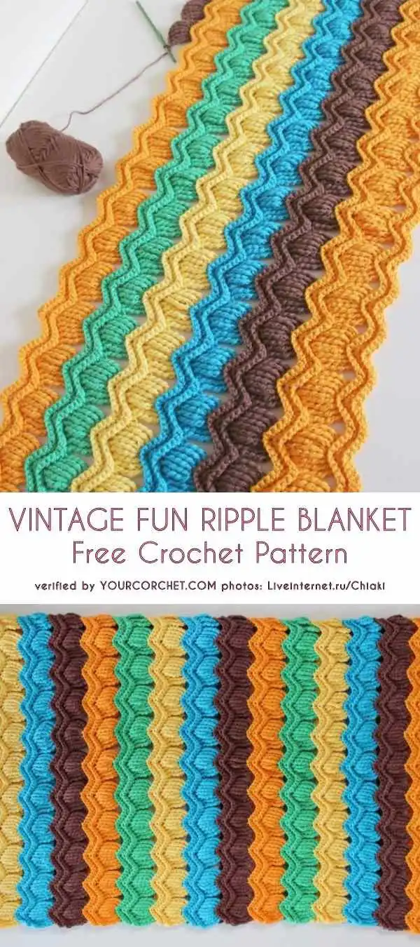 Day Kid Ripple Crochet Blanket Free Pattern 8 Modern ombre Day Kid Ripple Crochet Blanket gradually transitioning from light to dark teal, demonstrating a sophisticated gradient effect.