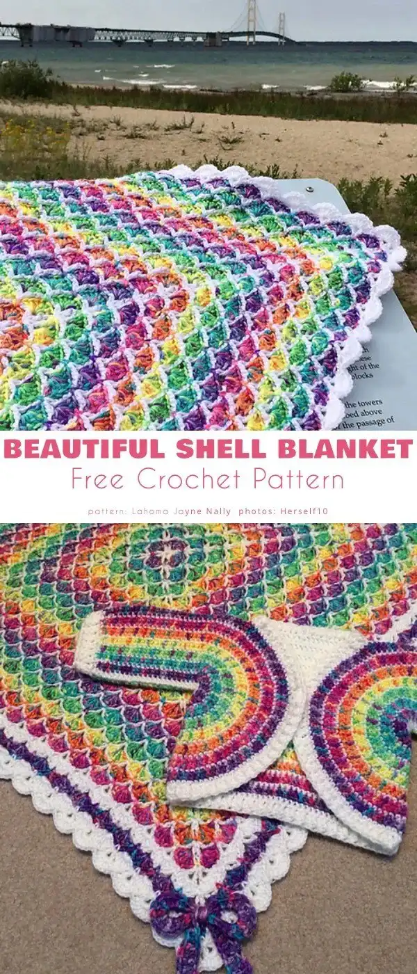 Elegant monochrome Delicate Shell Baby Blanket Free Pattern, showcasing the sophisticated texture of a single-color shell stitch.