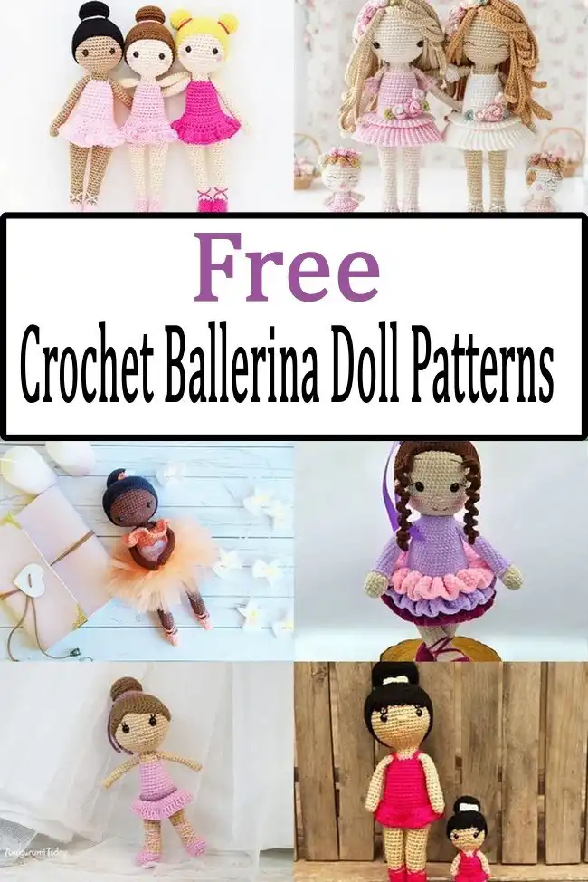 A whimsical free crochet ballerina doll pattern featuring a detailed pink tutu and delicate shoes, ready for crafting.