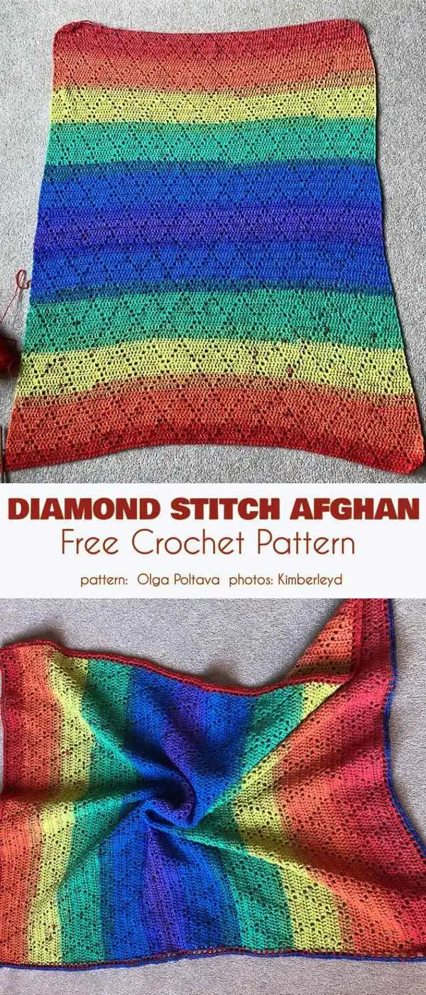 Adaptation of The Bakewell Blanket with a striking teal base and a colorful, multi-hued border.