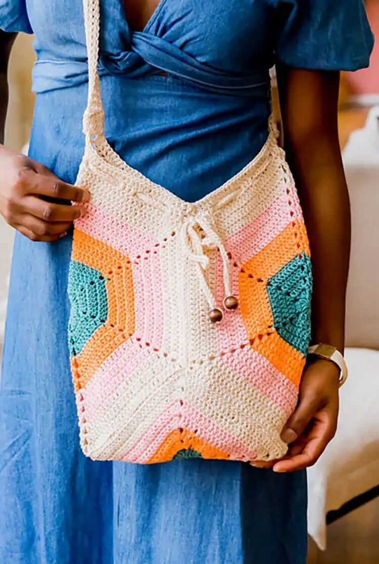 Easy Crochet Flower Bag Pattern 10 Colorful Tobago Bag crochet, a small crossbody made from three vibrant motifs.
