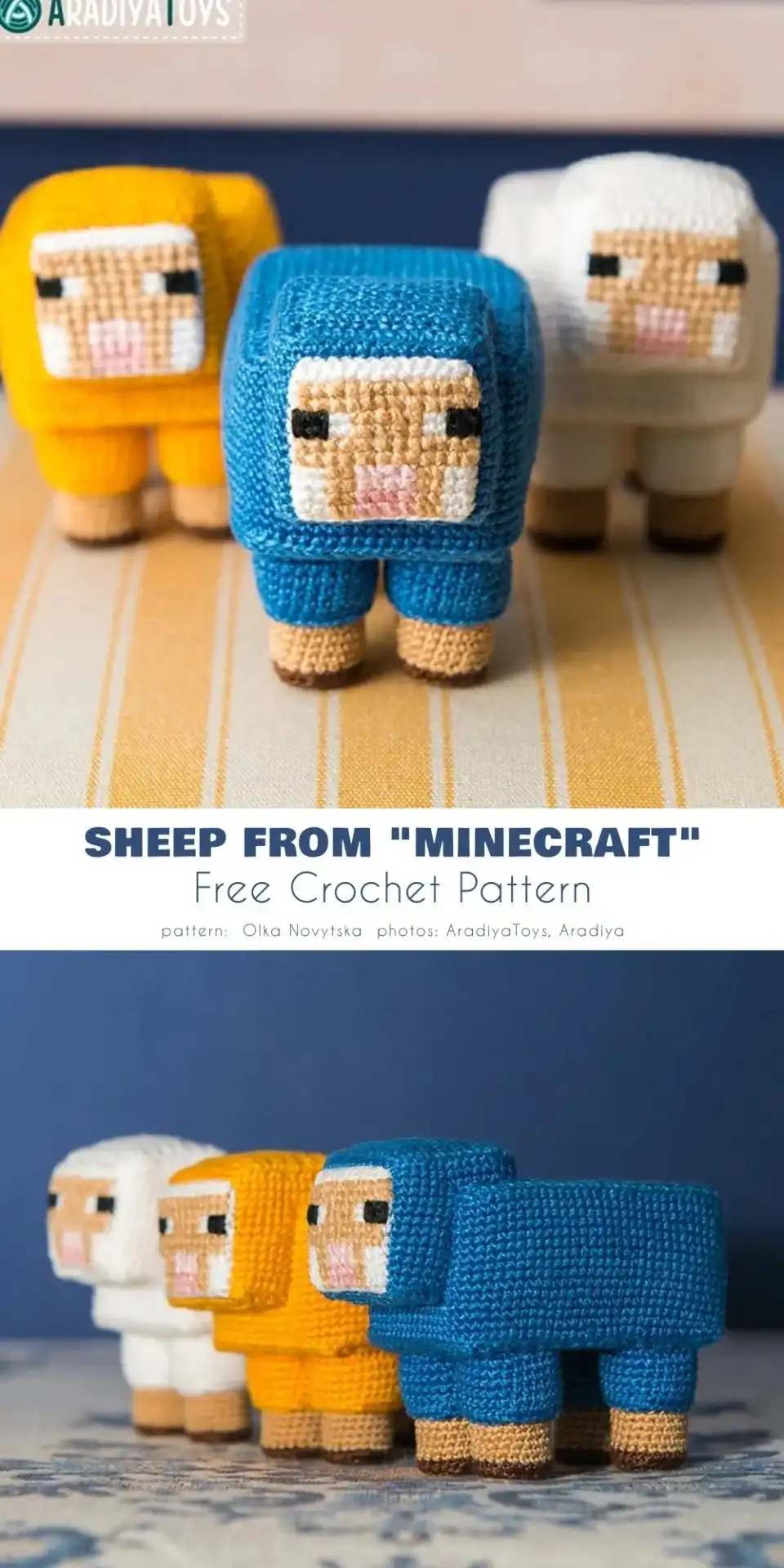 A sweet cube crochet bunny rabbit with long ears, crafted from a free pattern, ideal for beginners.