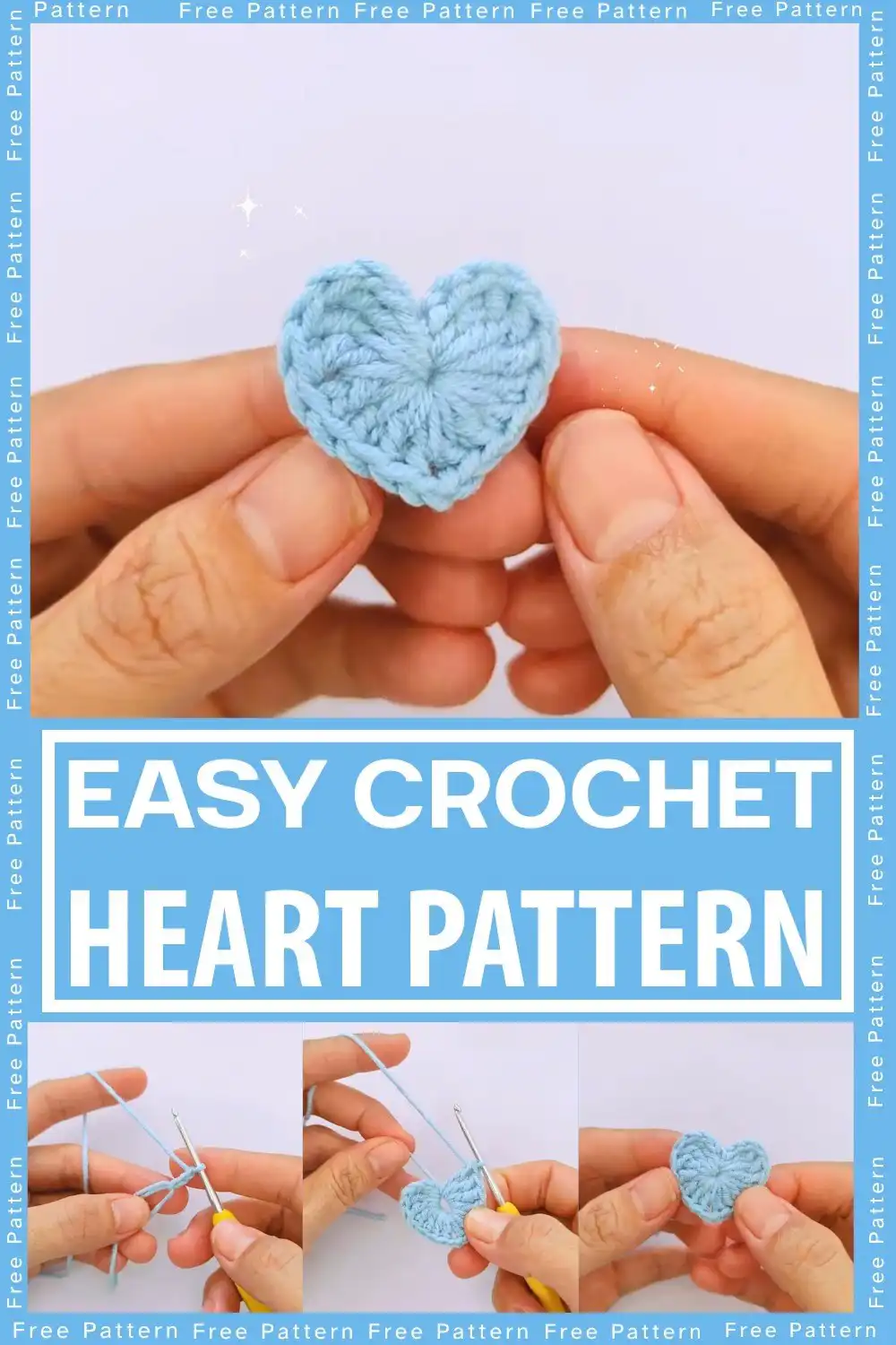 A beautifully finished red crochet heart, demonstrating the result of the Easy & Free Crochet Heart Pattern, ideal for beginners.