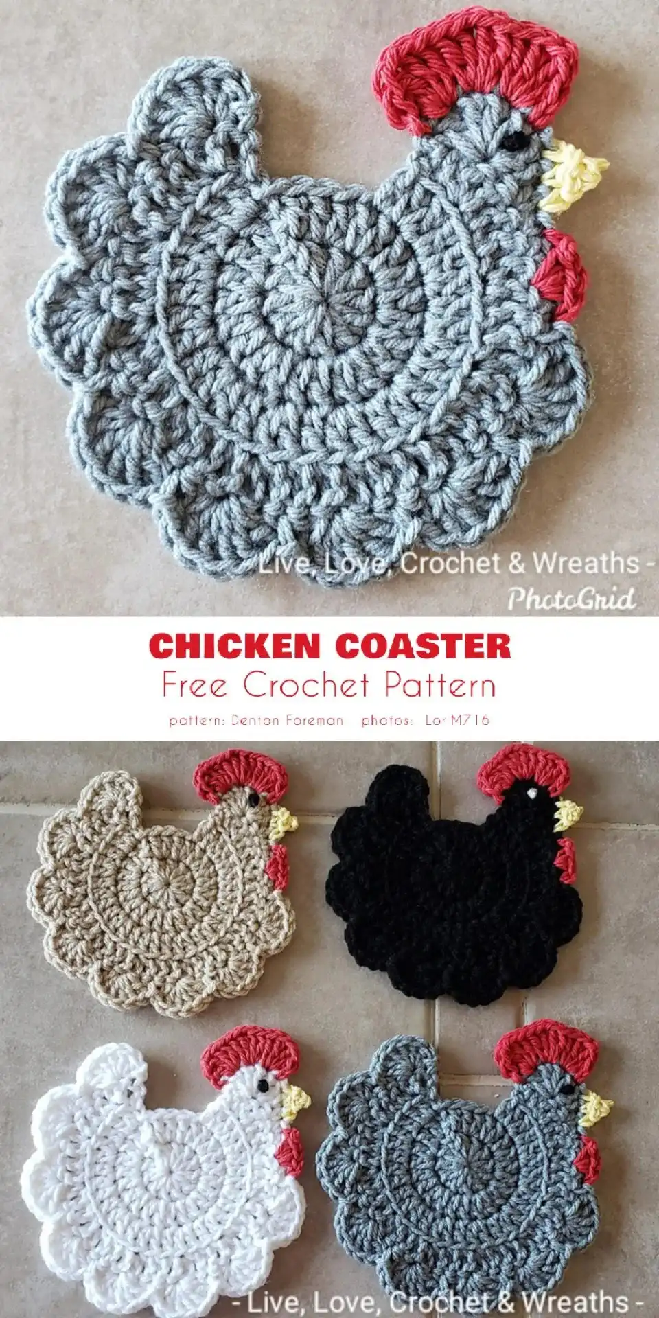 Close-up of a finished flat Easter bunny crochet applique in white yarn, detailed with a small tail.