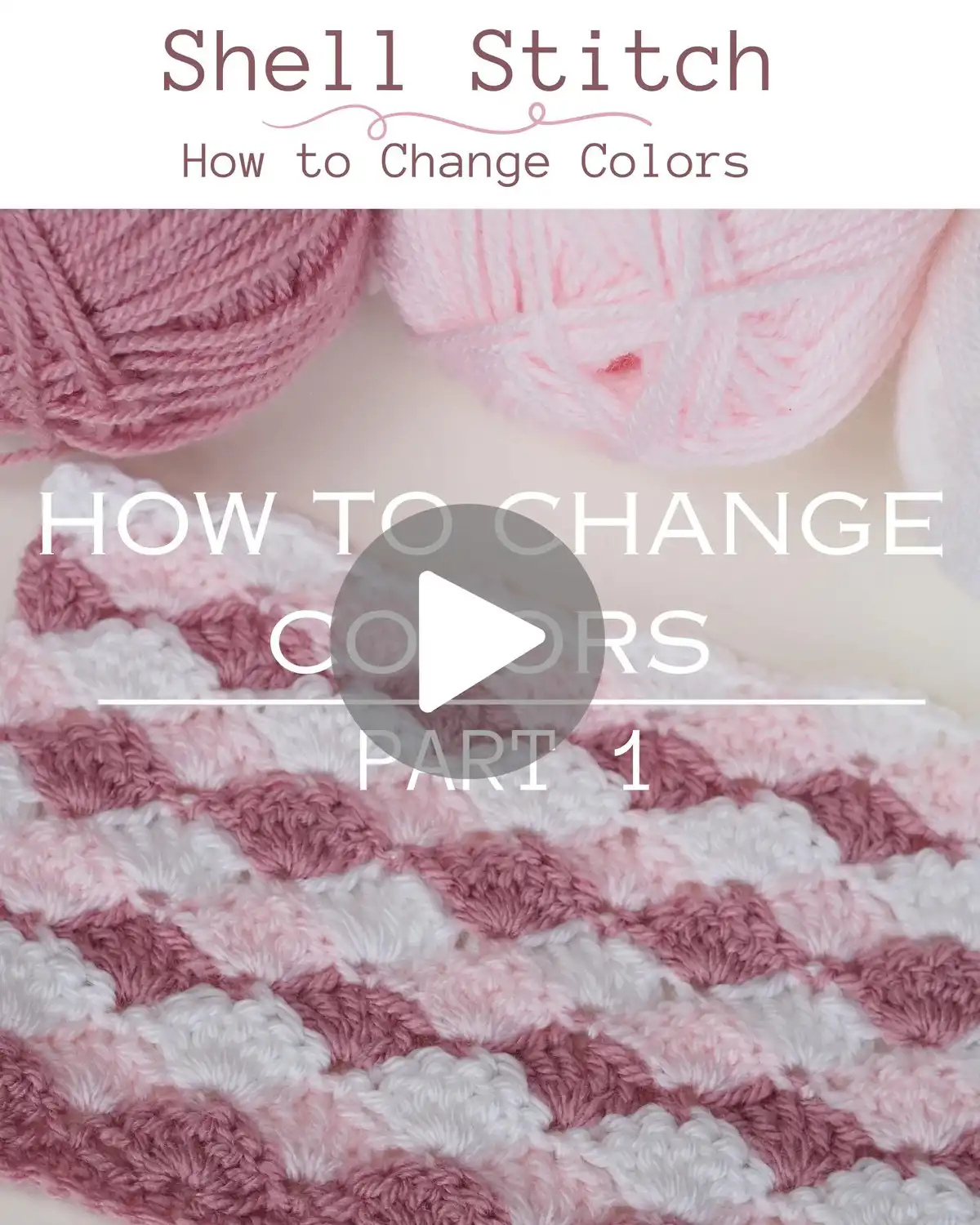 Illustration of how to change colors seamlessly at the end of a row in an Easy Shell Stitch Crochet Pattern project.