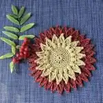 A set of crocheted Halloween Cactus Coasters including a ghost, Frankenstein's monster, jack-o-lantern, and candy corn designs, arranged festively.