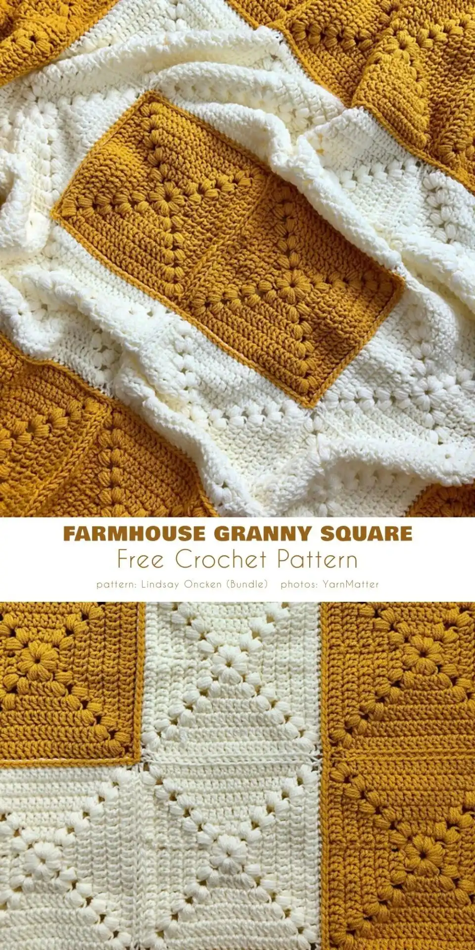 Close-up of a classic farmhouse granny square with gentle texture and crisp edges, made with light beige yarn, illustrating Farmhouse Granny Square Ideas.