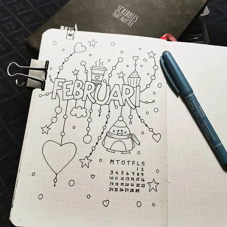 Simple pink habit tracker layout in a bullet journal with clear rows and columns for daily progress.