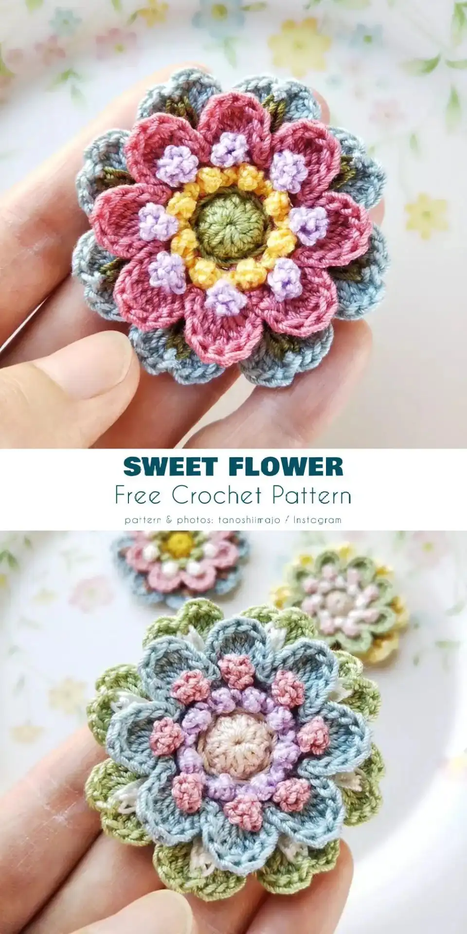A cluster of vibrant crocheted tulip amigurumi in red, yellow, and pink, arranged as part of Flower Ideas Just For Spring.