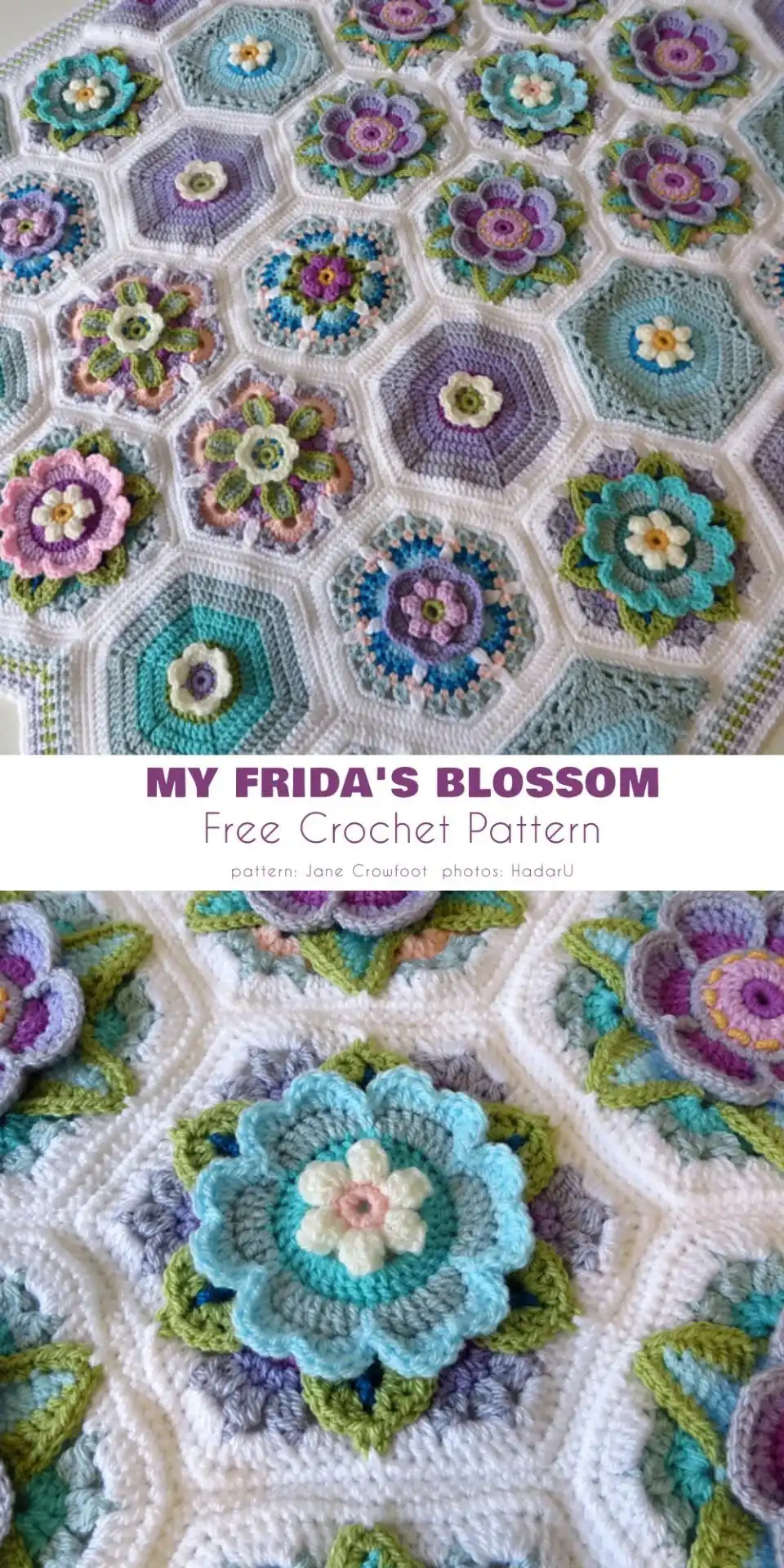 A delicate crochet cherry blossom sprig with small pink and white flowers and green leaves, representing Flower Ideas Just For Spring.