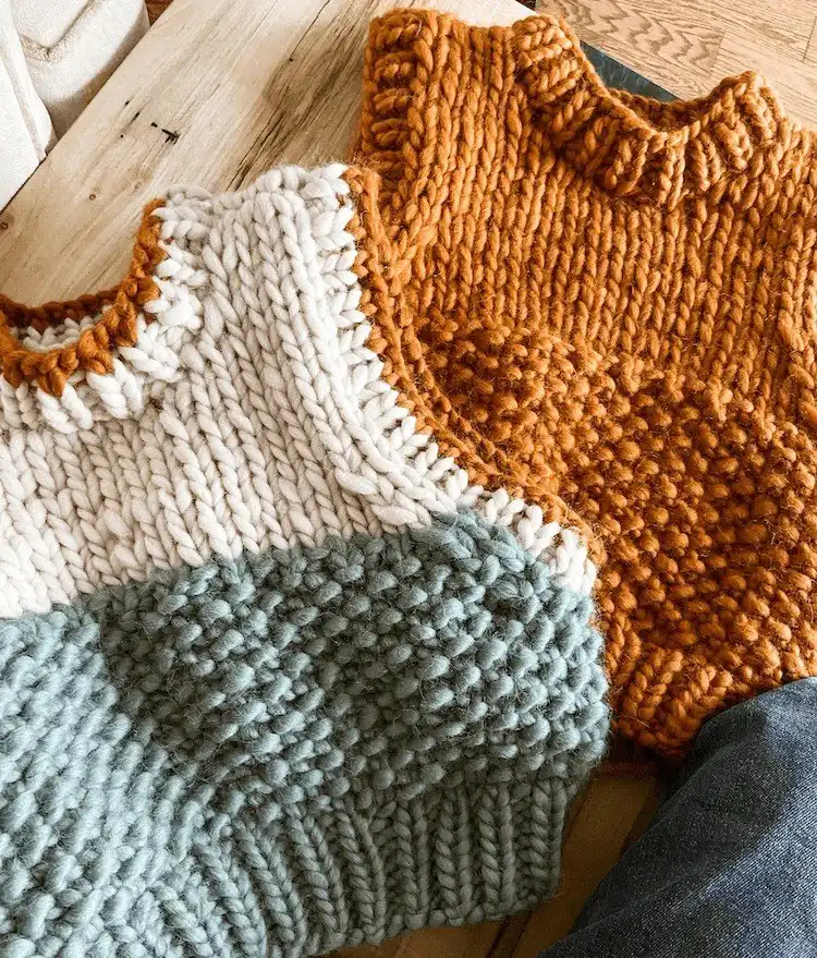 Chunky pullover Happy Hygge Vest with noticeable texture, made from super bulky yarn, perfect for layering.
