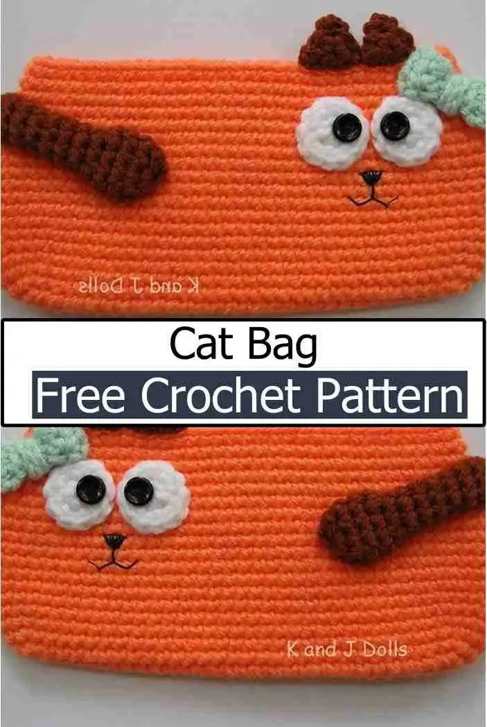 Stylish crochet cat shoulder bag with a long strap, featuring a distinct cat silhouette, a fun Free Crochet Cat Case Pattern For beginner-friendly project.