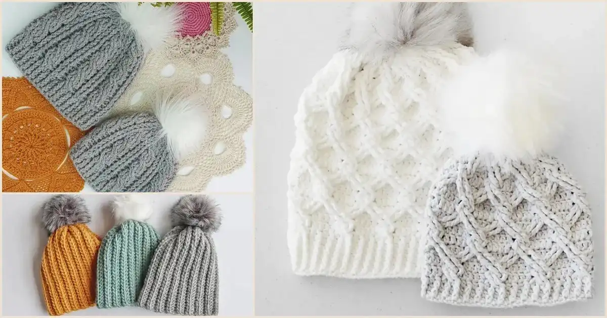 A collection of colorful and cozy Free Crochet Hat Patterns for Babies and Kids, showcasing various styles and yarn types.