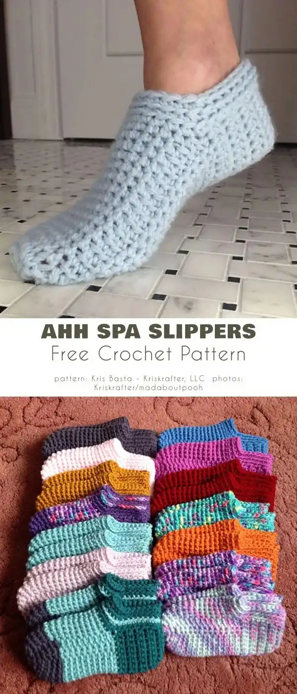 Soft Ahh Spa Slippers Free Crochet Pattern in a neutral tone, designed for ultimate relaxation
