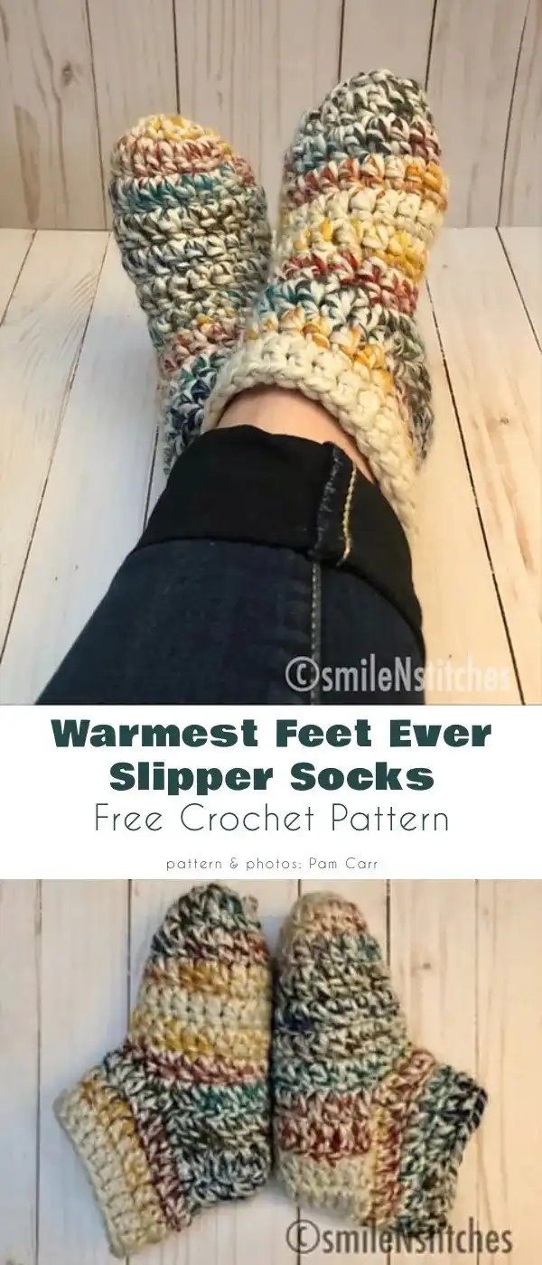 Chunky Warmest Feet Ever Slipper Socks Free Crochet Pattern, ideal for cold weather
