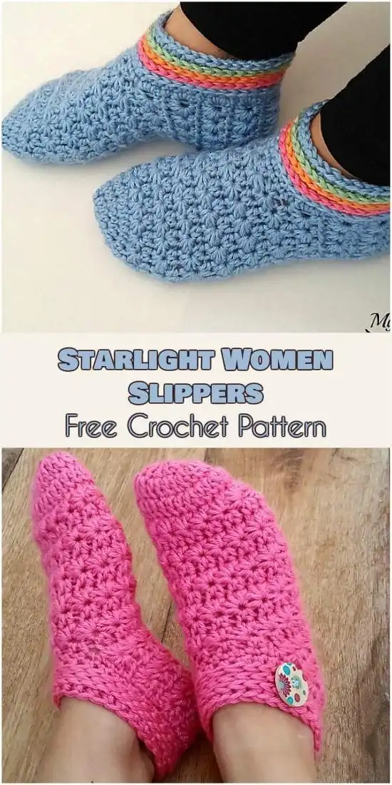 Starlight Slippers Free Crochet Pattern in a soft blend, perfect for winter evenings