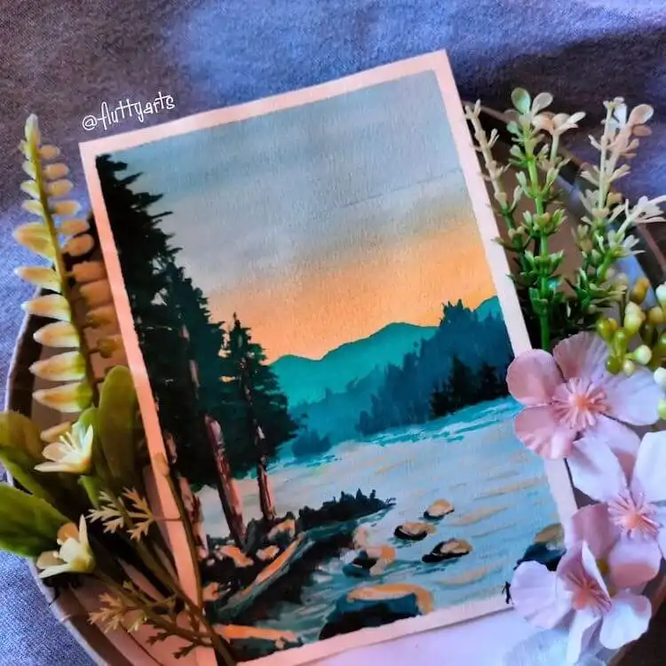 Dynamic seagull and sunset painting with vibrant sky colors and wildlife element, a striking idea for Get Creative with These Gorgeous Sunset Painting Ideas