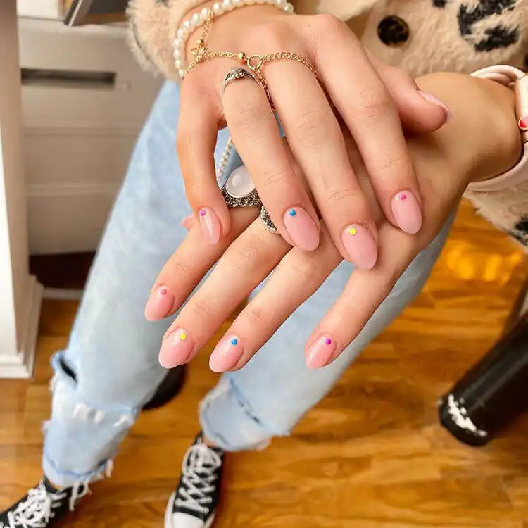 Green and White Almond Shaped Nail Design for Women - Great for Fall, Summer and Holidays 10 Playful dotted almond nails for women, offering a new and minimalist design option