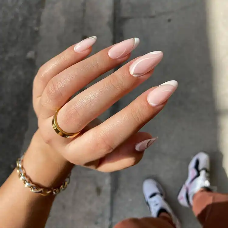 Green and White Almond Shaped Nail Design for Women - Great for Fall, Summer and Holidays 12 White and glitter almond nails for women, perfect for everyday wear or any special event