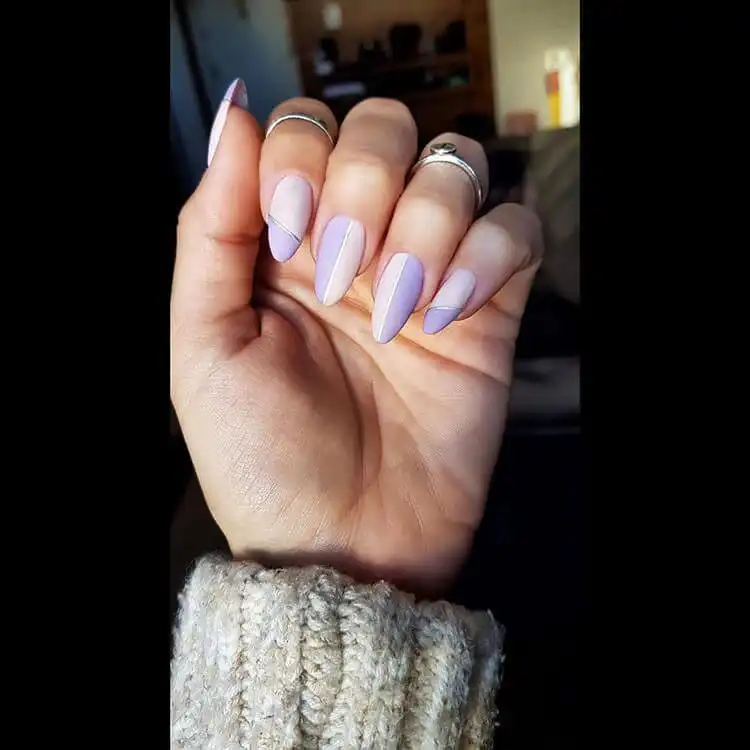 Green and White Almond Shaped Nail Design for Women - Great for Fall, Summer and Holidays 14 Matte purple almond nails for women, offering a sophisticated non-glossy look in any color