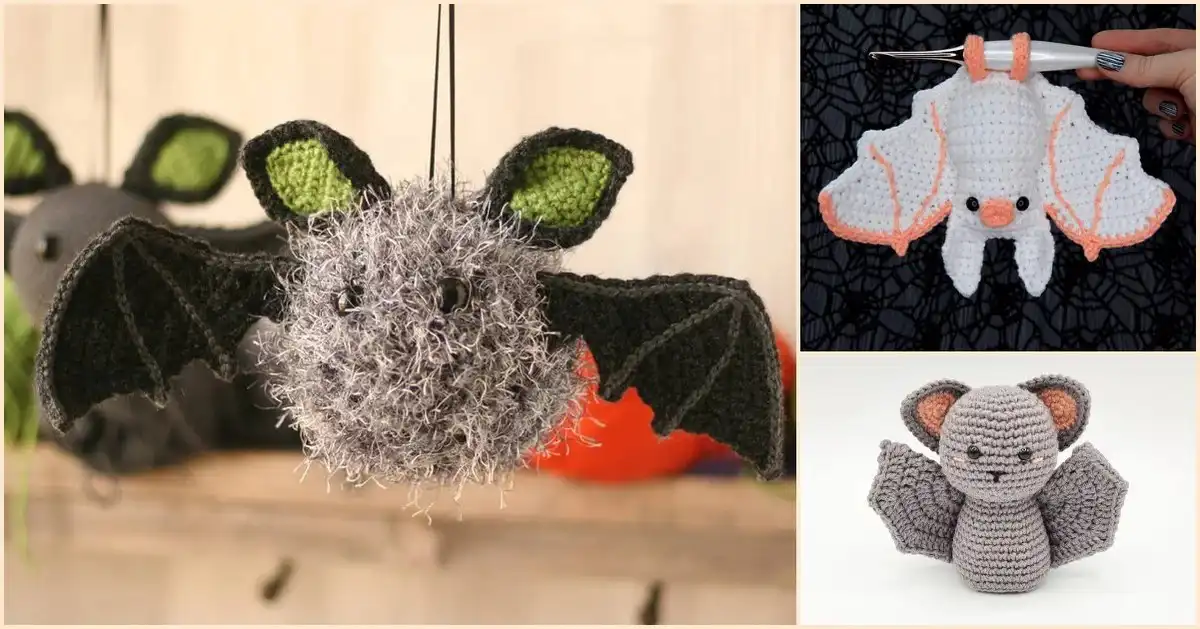 An enchanting collection of Halloween Bat Free Crochet Patterns, perfect for spooky season decor.