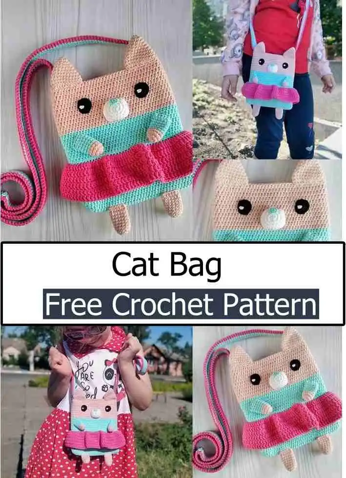 A general crochet cat bag design, showcasing a versatile style suitable for everyday use with feline charm.
