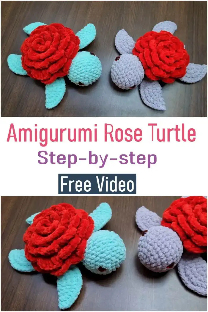A charming Heart Shaped Turtle Crochet Pattern displaying its distinct heart-shaped shell in soft pastel yarn.