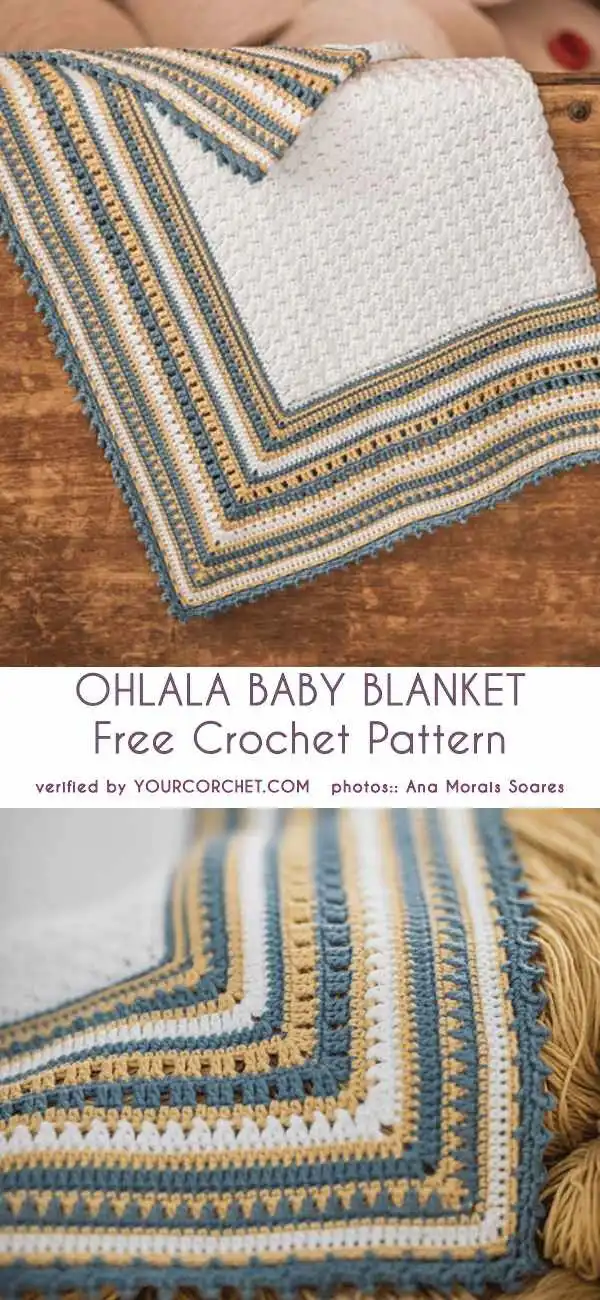Ohlala Crochet Baby Blanket in neutral colors, ideal for a gender-neutral baby shower gift.