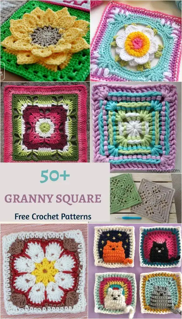 Close-up of a classic basic granny square in pink yarn, showcasing the traditional cluster stitches, ideal for beginners learning How to Crochet a Granny Square: 50 Free Patterns & Tutorials from Absolute Beginners to Advanced Crocheters.