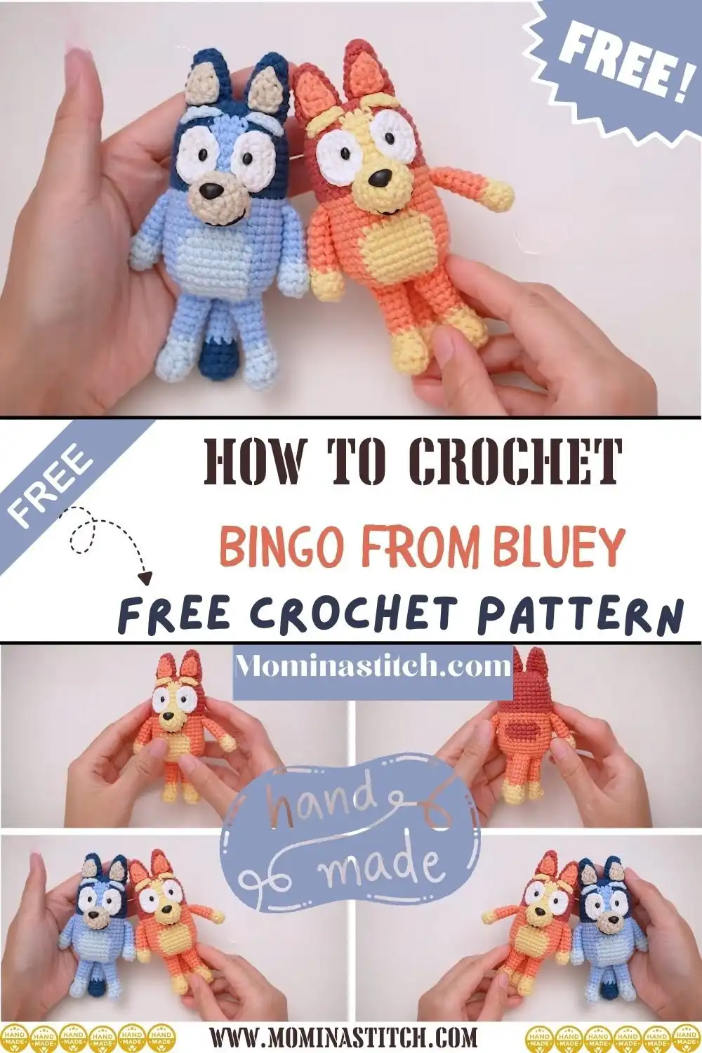 How to Crochet Bingo from Bluey Cute Amigurumi Pattern 3 Soft brown Heeler puppy Bingo amigurumi, highlighting her playful ears and sweet facial features.