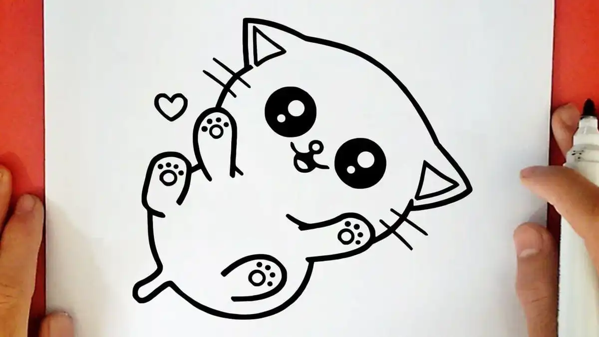 Easy instructions for drawing an adorable baby kitten with fluffy fur